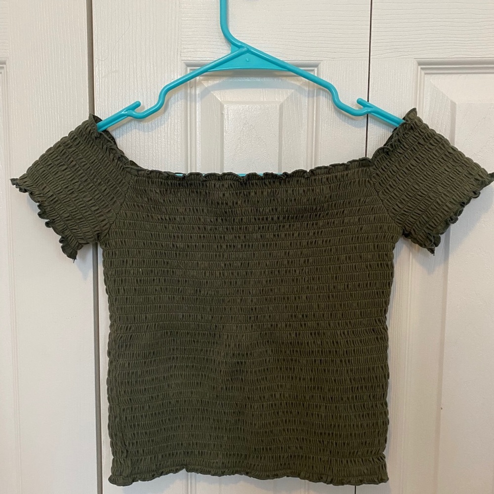 Hollister green off the shoulder top